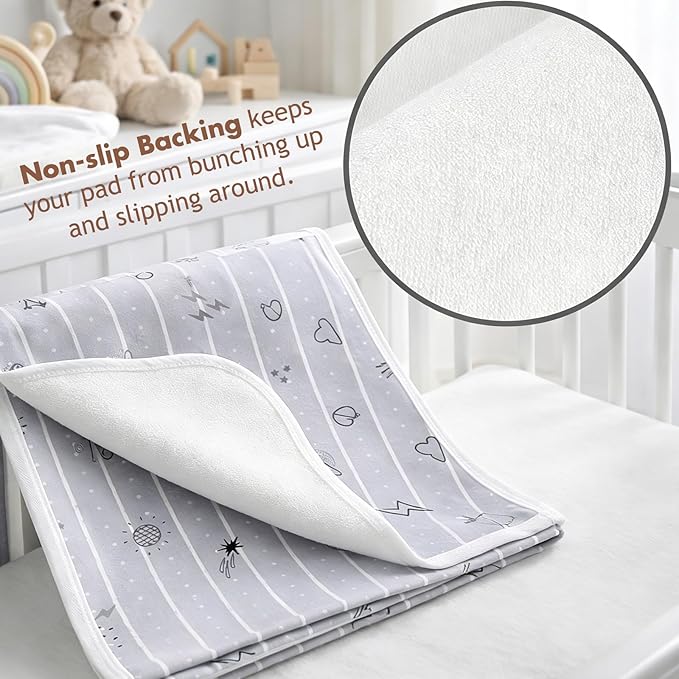 Baby Waterproof Bed Pad Washable Mattress Pad Reusable Underpads Bed Wetting Incontinence Cover for Baby Toddler Children and Adults-Gray Sky