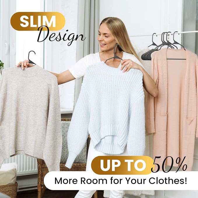 Our Modern Space 100 Pack Plastic Hanger for Shirt Pants Coats Dresses Skirts Suits Jackets - Standard Thick Coat Hanger - Sturdy & Durable Design with Shoulder Grooves Hook - Grey - Image 5