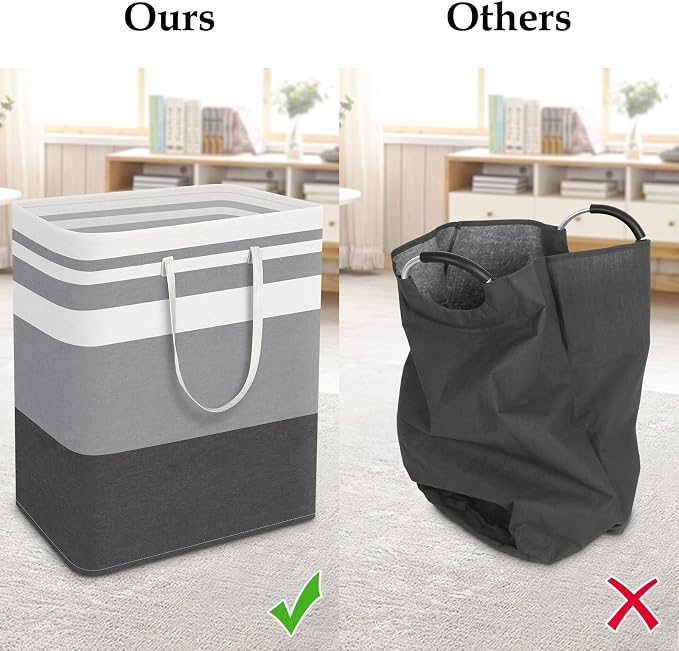 StorageRight Laundry Basket Hamper Large Collapsible Laundry Hamper with Easy Carry Handles，Freestanding Clothes Hampers for Laundry, Bedroom, Dorm, Clothes, Towels, 125L, Gradient Grey - Image 5