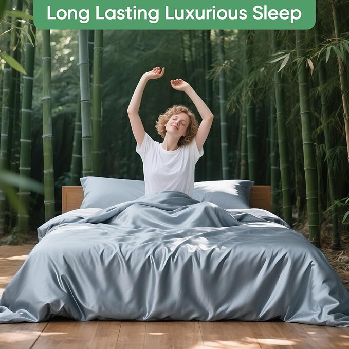 Luxury Organic Tencel & Viscose from Bamboo Cooling Sheet Set,Silky Soft Lyocell Sheets with Deep Pocket, Hypoallergenic & Breathable Bedding with Pillowcases