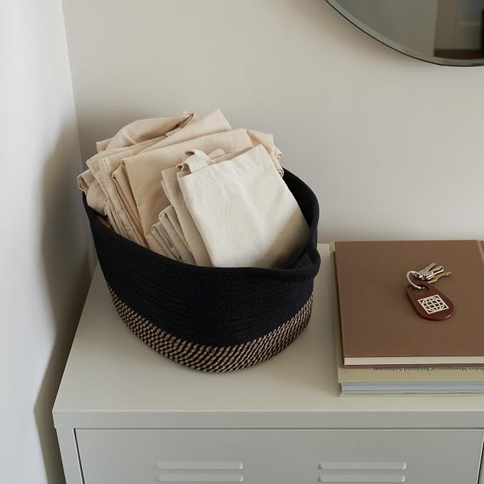 Stylish Cotton Rope Storage Basket For Dog Toys, Magazines or Books - The Perfect Woven Bin with Handles For Everyday Organization Reduces Clutter in Your Rooms - A Decorative Gift & Storage Box - Image 7