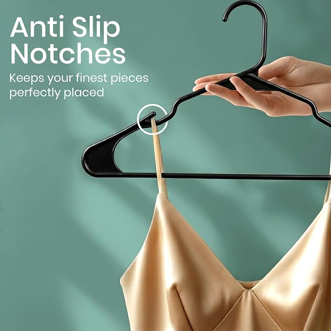 Utopia Home Plastic Hangers 100 Pack - Perfect Space Saving Clothes Hanger - Durable and Strong - Perfect Closet Organizers with Shoulder Grooves (Black) - Image 3