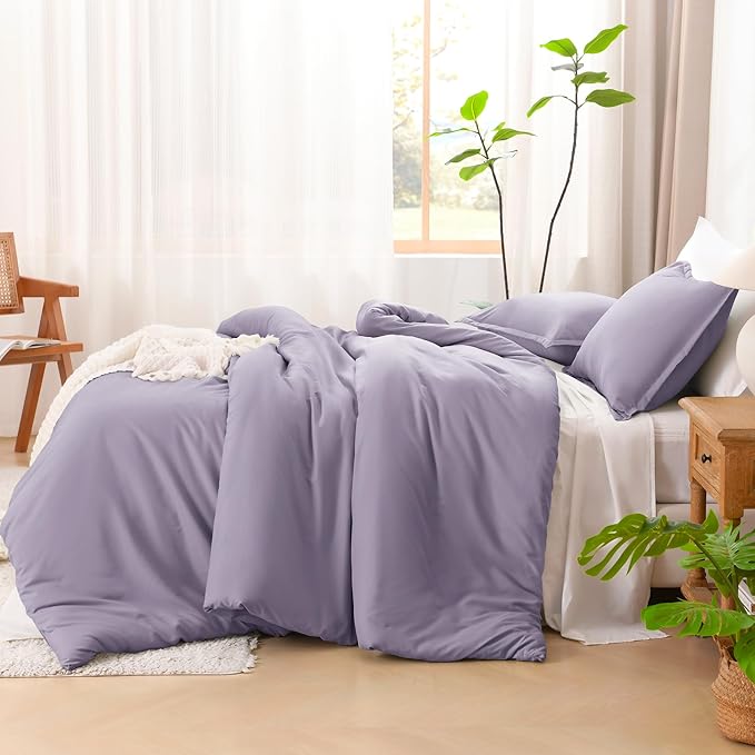 Litanika Comforters Twin XL Size Grayish Purple, 2 Pieces Lightweight Solid Bedding Set & Collections, All Season Fluffy Bed Set (68x92 Inches Comforter & 1 Pillowcase)