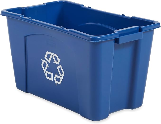Rubbermaid Commercial Products, Recycling Bin/Box for Paper and Packaging, Stackable, 18 GAL, for Indoors/Outdoors/Garages/Homes/Commercial Facilities, Blue - Image 3