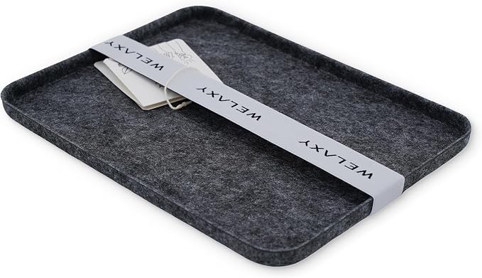 Welaxy felt tray Lid for Storage Bins Drawer Organizer bin cap of box for junk stuff stationery makeup jewelry closet bathroom minimalist lifestyle (Charcoal Lid, M) by Welaxy