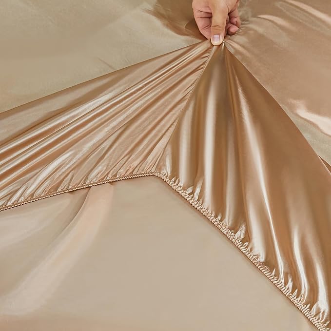 Gold Comforter Set with Taupe Sheet Set Jacquard Bedding Set 8 Pcs Vintage Neoclassical Floral Elegant Bed Home Decor Soft Comforter Luxury Hotel Silky Bed in a Bag Queen with 1 Cushion Cover