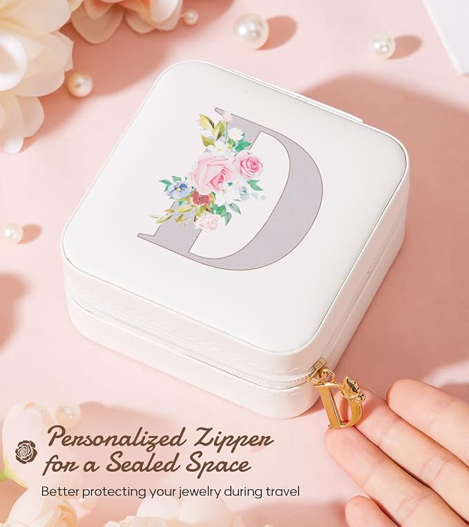 Enthralite Travel Jewelry Box for Girls: Traveling Jewelry Case Gift for Women - Mini Organizer for Necklaces Earrings White D - Image 5