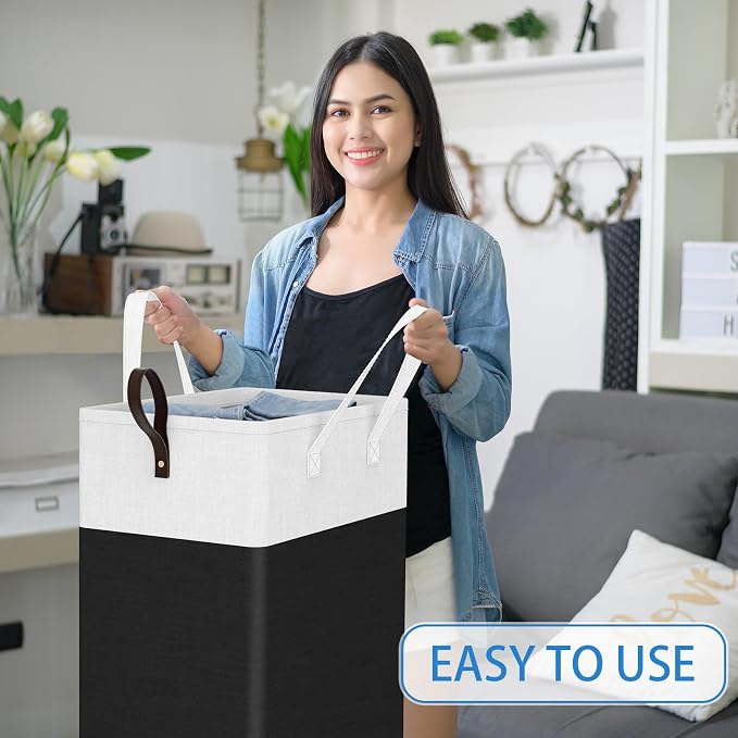 HomeHacks Laundry Basket with Wheels, Rolling Laundry Hamper, Collapsible & Waterproof Clothes Hamper, Narrow Corner Bins with Extended Handles for in the Family & Dorm 90L, Black - Image 6