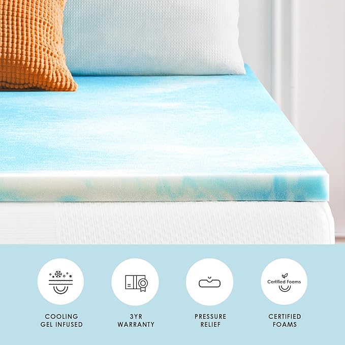 Best Price Mattress 2 Inch Swirl Gel AeroBreeze Cooling Air Flow Memory Foam Mattress Topper, Dorm Essentials, Twin