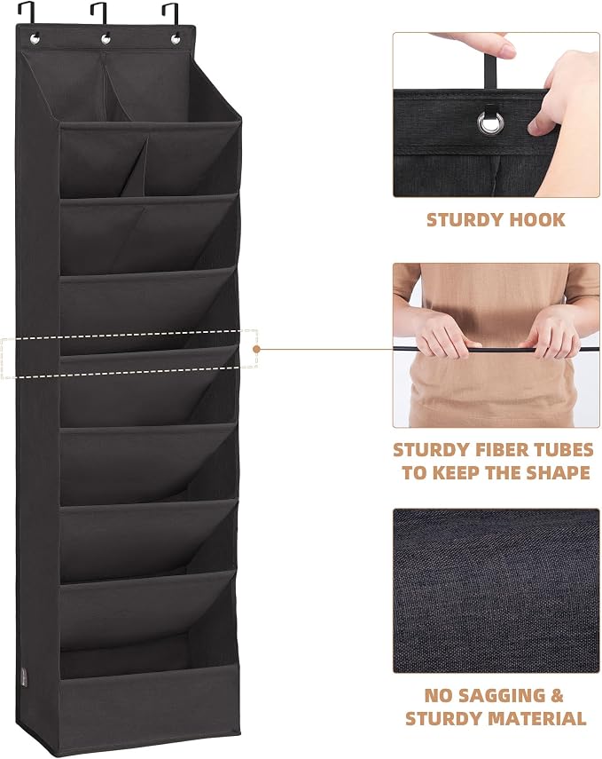 STORAGE MANIAC Over the Door Shoe Organizer Heavy-Duty Large Deep Pocket Hanging Shoe Organizer Shoe Rack Door Closet Shoe Organizer for Wall, Dorm & Narrow Door Storage Shoe Holder Black, 2 Pack - Image 6