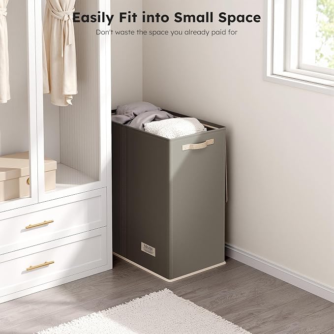 SOLEDI Large Double Laundry Hamper with Lid, Collapsible Clothes Hamper 2 section with Removable Bags, Space-Saving Laundry Basket for Bedroom, Dorm, College - Image 5
