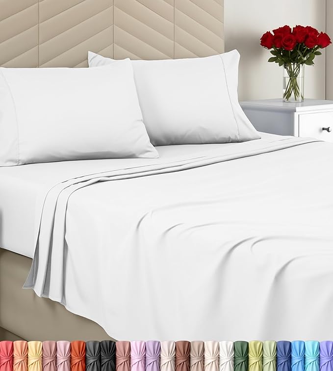 Utopia Bedding Full Size 4 Piece Sheet Set - Brushed Microfiber - Soft Bed Sheets for Full Size Bed - Includes 1 Fitted, 1 Flat, & 2 Pillow Cases - Deep Pocket (White)