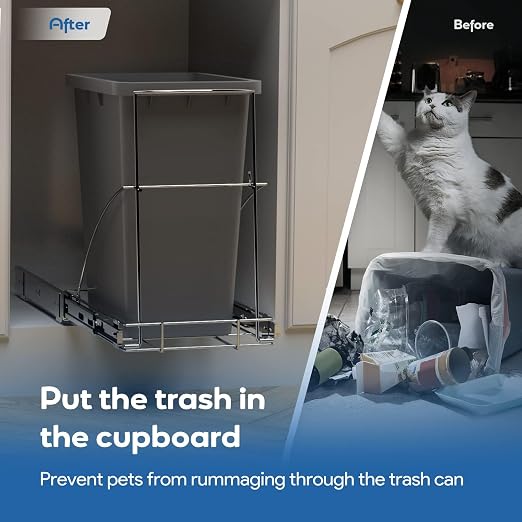 Pull Out Trash Can Under Cabinet & Under Sink - Heavy Duty Sliding Adjustable Cabinet Garbage Can Organizer, Requires Minimum Cabinets Opening 13" W X 18" D,Chrome Finish (Waste Bin Not Included) - Image 6