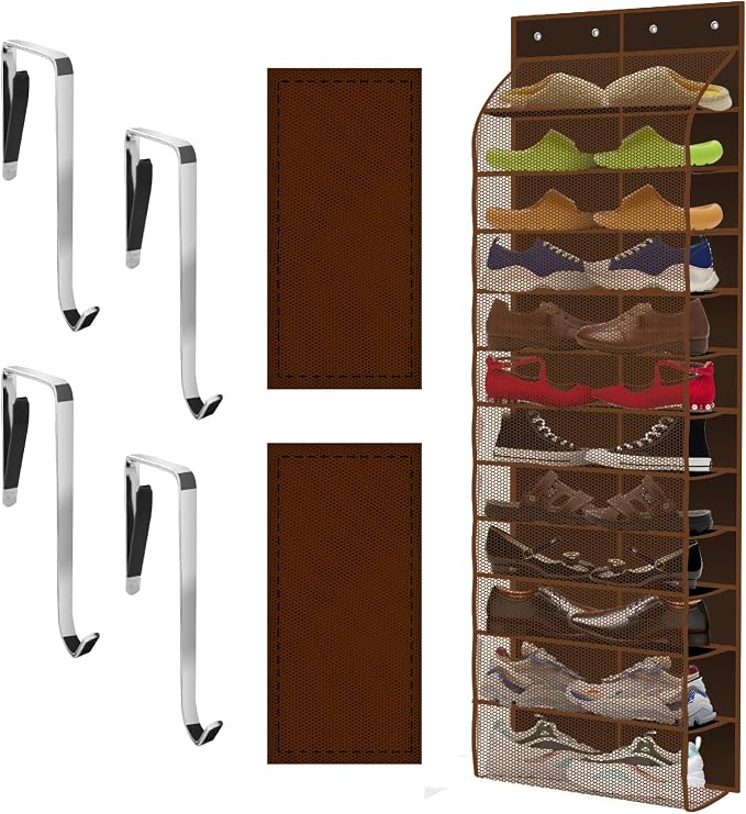 Kotkn Over The Door Shoe Organizer with 12 Large Breathable Pockets - Durable Hanging Storage for the Entire Family's Shoes (Espresso) by Unknown