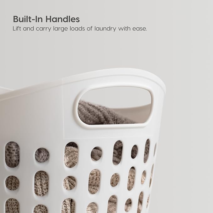 IRIS USA Plastic Laundry Basket, 40L - 3 Pack, Flexible Clothes Hamper Tall with Ventilation Holes, Laundry Room Bedroom Bathroom Apartment Dorm Blankets Pillows Trinkets Organization, White - Image 4