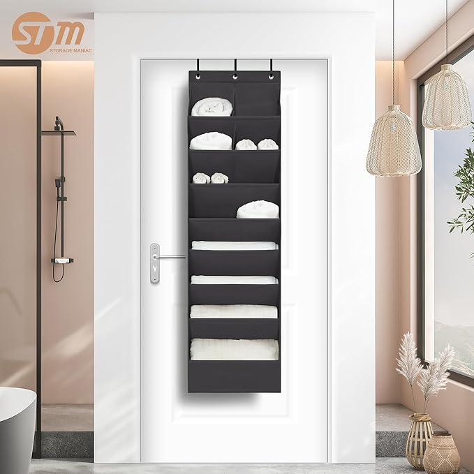 STORAGE MANIAC Over the Door Shoe Organizer Heavy-Duty Large Deep Pocket Hanging Shoe Organizer Shoe Rack Door Closet Shoe Organizer for Wall, Dorm & Narrow Door Storage Shoe Holder Black, 1 Pack - Image 2