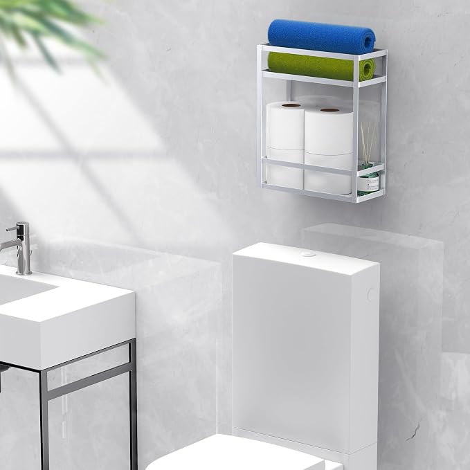 Meangood Shower Caddy, Silver Hanging Shower Caddy Organizer 10.4" x 4.5" x 22.04" Over Shower Head Big Capacity for Shampoo, Conditioner with Hooks for Razor/Sponge - Image 5