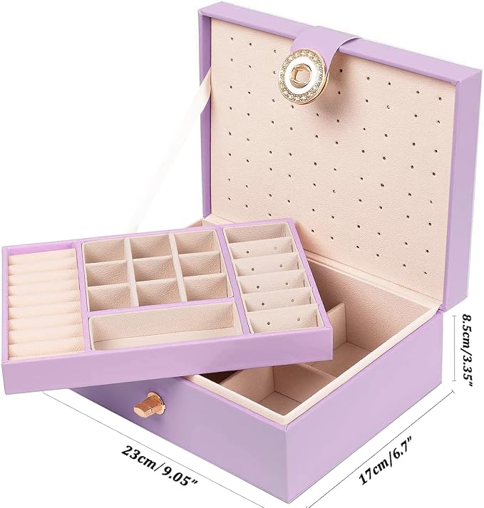 QBestry Girls Jewelry Box Earring Holder Organizer for Girls, Purple - Image 6