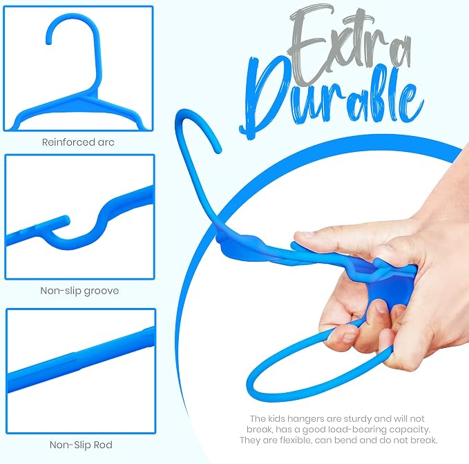 Utopia Home 20 Pack Kids Hangers - 11.5 Inch Plastic Baby Hangers for Closet - Childrens Hanger for Clothes & Infant Hanger for Closet - (Blue) - Image 4