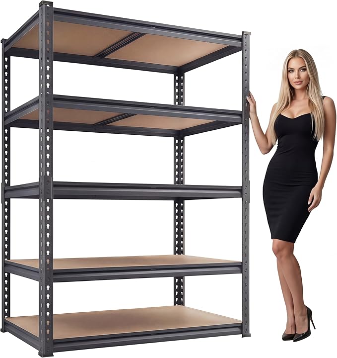 Garage Shelving Heavy Duty, 2450LBS Metal Storage Shelves 5 Tier, Adjustable Shelving Unit 30" W x 12" D x 62" H, Boltless Garage Storage Rack for Grage Basement, Pantry, Warehouse 1Pcs by AtGoWac