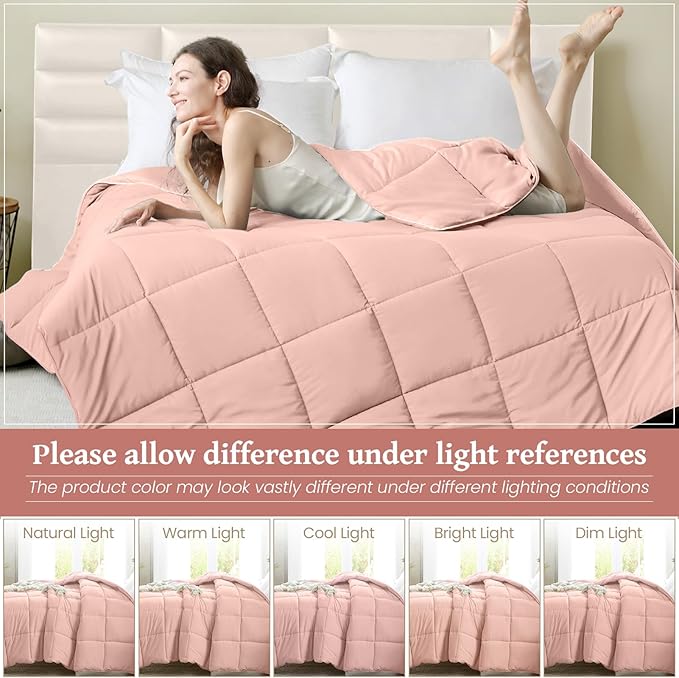Homelike Moment Comforter King Size - Pink Duvet Insert Down Alternative Bed King Comforter, Lightweight Bedding Comforters Quilted Soft All Season Pink