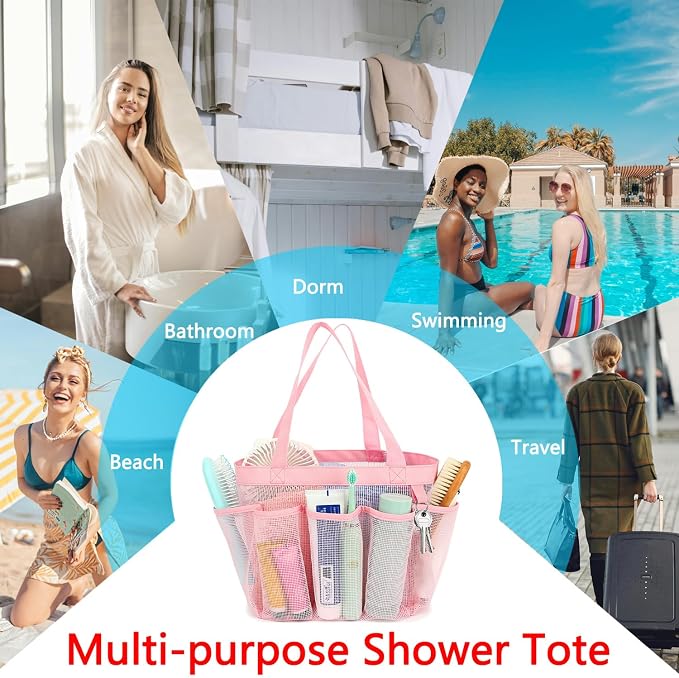 Fammart Mesh Shower Caddy Portable for College Dorm Room Essentials, 8-Pocket Large Shower Basket Tote Bag with 2 Handles for Toiletry, Bathroom, Beach, Camp, Gym - Image 9