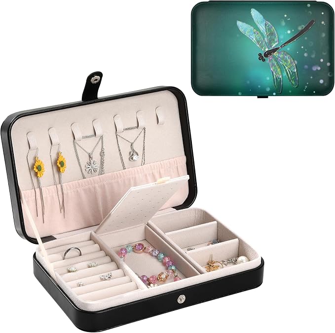 Personalized Jewelry Case Travel Small Jewelry Organizer Box Holder Dragonfly Organizer Storage Box for Jewellery Gift for Women Men Birthday Christmas Thanksgiving Valentines Wedding Gifts by Unknown