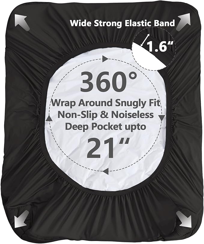 King Size Mattress Pad Waterproof, Cooling Mattress Topper Noiseless, Leak Proof Mattress Protector Deep Pocket Washable, Quilted Fitted Soft King Mattress Pad Cover (78x80 inch, Black)