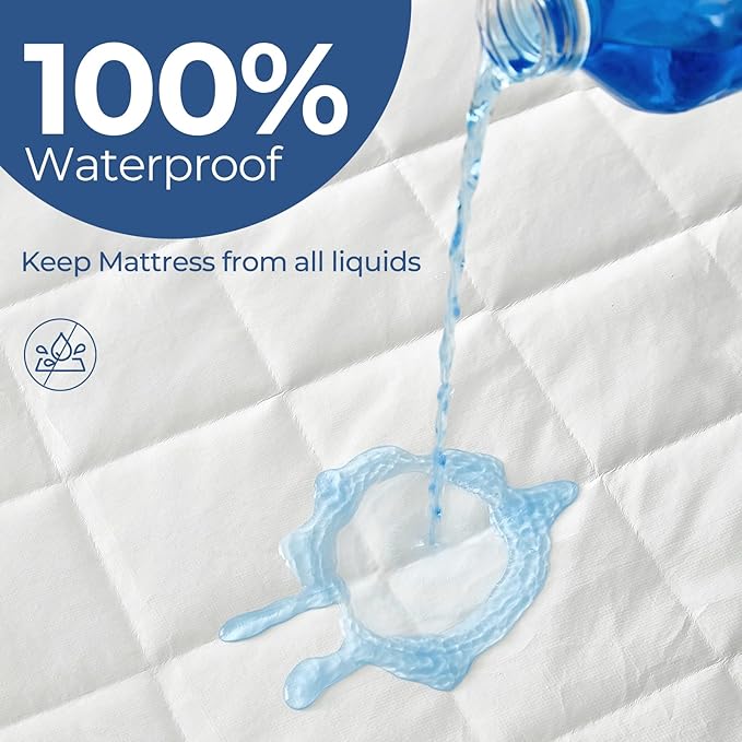 EXRUBY Queen Waterproof Mattress Pad - 100GSM Quilted Mattress Protector with Diamond Pattern - 8-20" Extra Deep Pocket Fitted Cover - Breathable& Noiseless