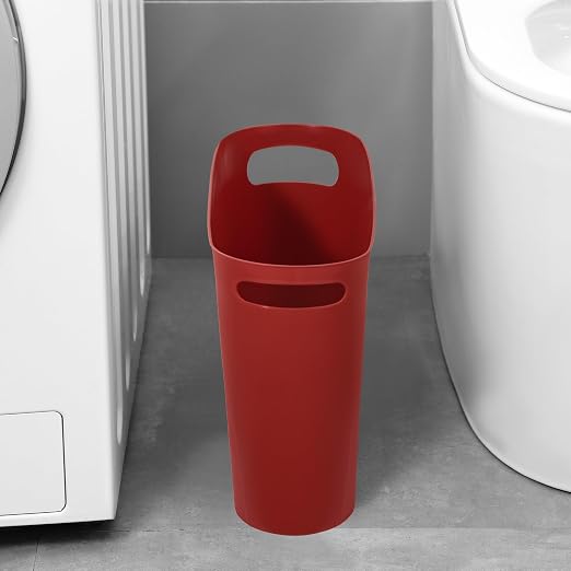 rejomiik Small Trash Can, 3.5 Gallon Slim Garbage Can Plastic Waste Basket with Handles Container Bin for Narrow Spaces Bathroom, Bedroom, Kitchen, Office at Home, Red - Image 4