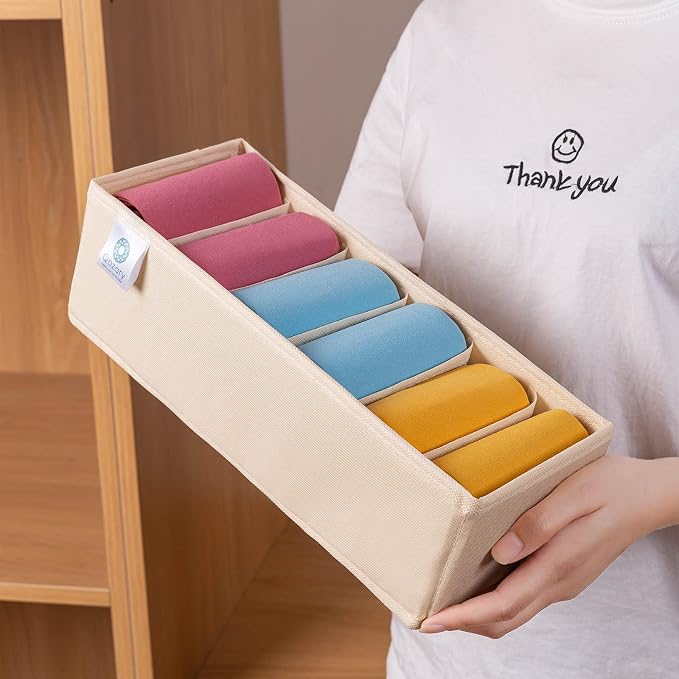 Qozary 3 Pack Sock Underwear Drawer Organizer Dividers, Collapsible Cabinet Closet Storage Boxes for Clothes, Socks, Lingerie, Underwear, Tie, Belt, Baby, Bedroom - Image 3