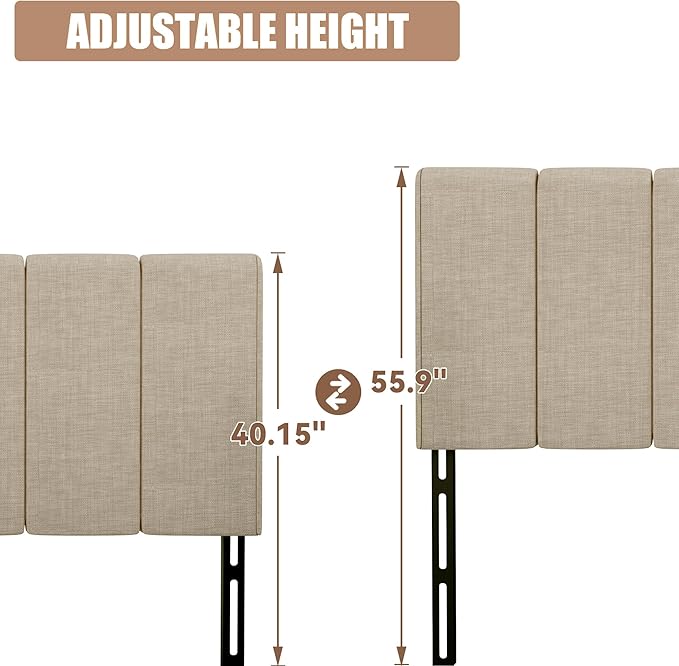Yongchuang Upholstered King Headboard Only, Modern Linen Head Board for King/Cal King Size Bed Adjustable Height Headboards Oatmeal