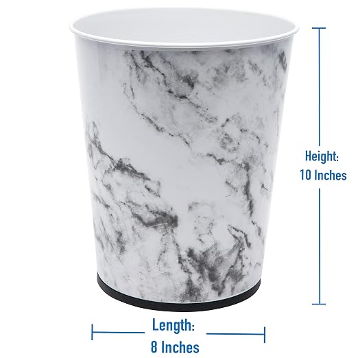 Bath Bliss 5 Liter Small Wastebasket | 2 Pack | Round Open Top | Trash Can | Bathroom | Bedroom | Kitchen | Office | Dorm | Disposal Waste Bin | Garbage | Marble - Image 3