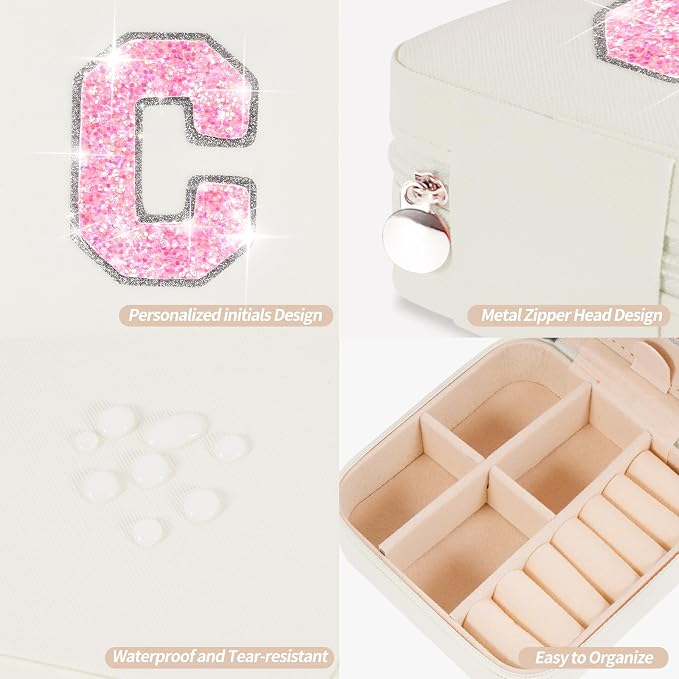 Uygafly Jewelry Case - Fashion Jewelry Box | Customized Mother's Day Gift, Birthday Gift for Mom | Cream,C - Image 4