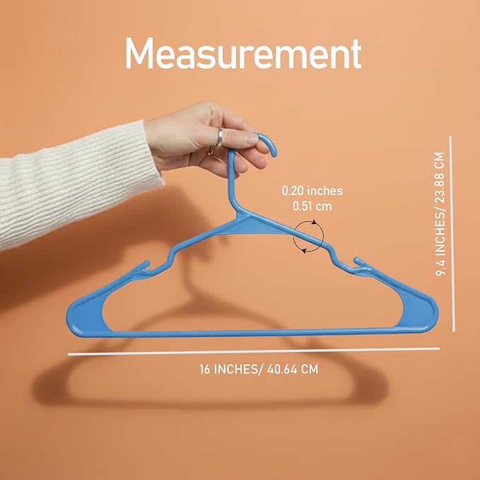 Utopia Home Plastic Hangers 50 Pack - Perfect Space Saving Clothes Hanger - Durable and Strong - Perfect Closet Organizers with Shoulder Grooves (Blue) - Image 2