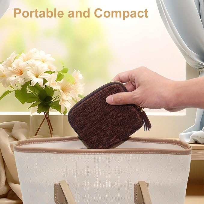Small Travel Jewelry Case, Mini Jewelry Box, Purse Organizer Pouches for Travel and Everyday Jewelry Organizer Storage (Coffee Brown) - Image 3