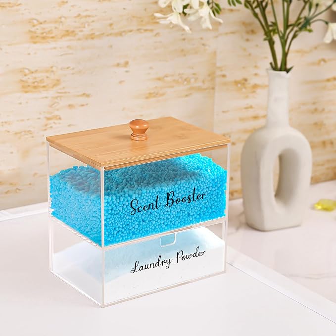 Acrylic Laundry Pods Contianer and Dryer Sheet Holder Set with Bamboo Lid, Dishwasher Pods Container, Laundry Pods Holder, Laundry Soap Organizer, Laundry Room Organization and Storage - Image 4