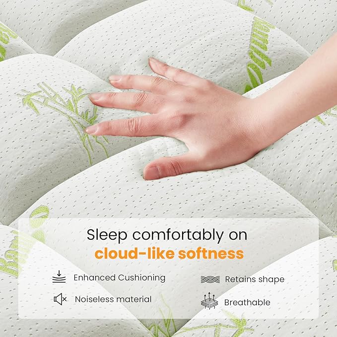 Twin Cooling Pillow Top Mattress Topper – Ultra-Soft Bamboo Viscose Cover, Deep Pocket 8-16" Stretch Skirt, Oeko-TEX & CertiPUR-US Certified Plush Pad for Back Pain Relief