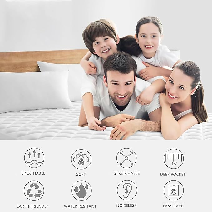 California King Mattress Protector – Waterproof Mattress Pad for Incontinence – Soft, Breathable, Washable Cover with Strong Elastic Corner Straps – Fits Up to 16" Deep