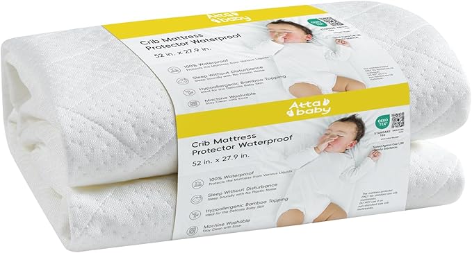 Viscose Derived from Bamboo Crib Mattress Protector, 100% Waterproof, Oeko-TEX Certified Baby Mattress Cover, for Standard Crib & Toddler Bed, Machine Washable & Dryer-Friendly, 52” x 28”