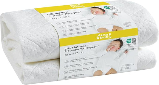Viscose Derived from Bamboo Crib Mattress Protector, 100% Waterproof, Oeko-TEX Certified Baby Mattress Cover, for Standard Crib & Toddler Bed, Machine Washable & Dryer-Friendly, 52” x 28”