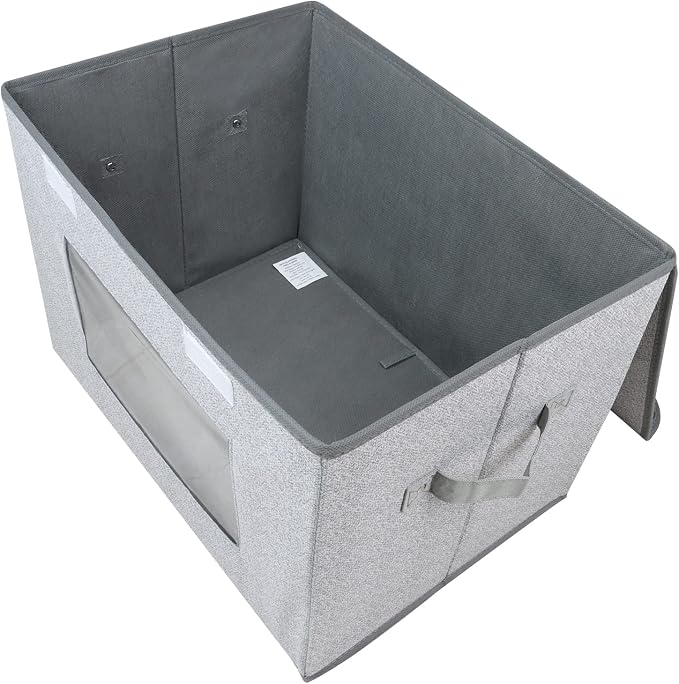 Univivi Fabric Foldable Storage Boxes [4-Pack] Large Collapsible Stackable Storage Bins with Lids, Closet Organizers and Storage Cube Basket for Home, Office, Bedroom (Gray, 17“ x 12” x 12") - Image 4