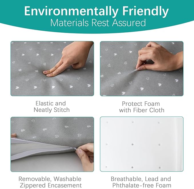 Bassinet Mattress Pad 33" x 20" x 1”, Fits Baby Delight, Jimglo, BCOL, BabyBond YADAQE, Koolerthings and Angelbliss Bassinet, Waterproof Lining Breathable Soft, Baby Foam with Removable Zippered Cover
