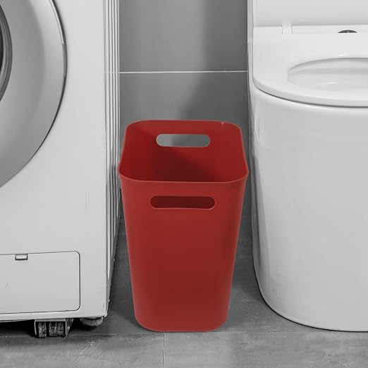 UUJOLY Plastic Small Trash Can Wastebasket, Garbage Container Basket for Bathrooms, Laundry Room, Kitchens, Offices, Kids Rooms, Dorms, 3.5 Gallon, Red - Image 4