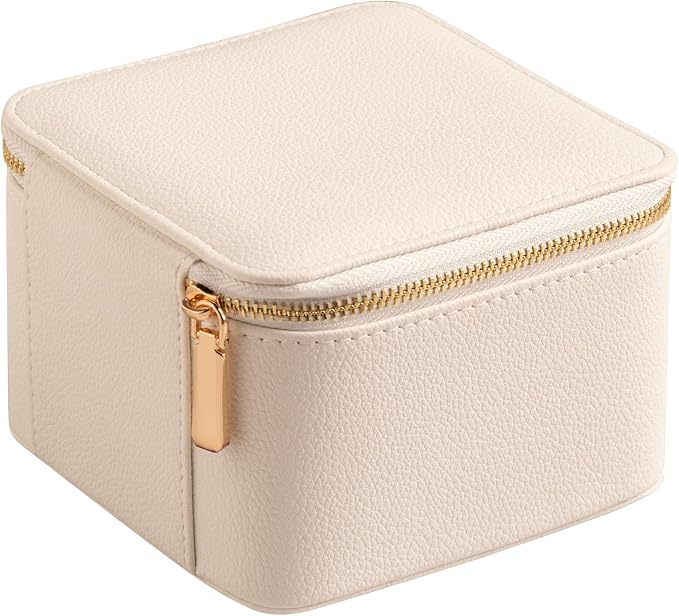 Frebeauty Small Travel Jewelry Box with 6 Pouch Bags, Portable Mini Jewelry Storage, 3.35 x 4.9 x 4.8 Inches, Gift Idea for Women Girls (Beige) - Image 6