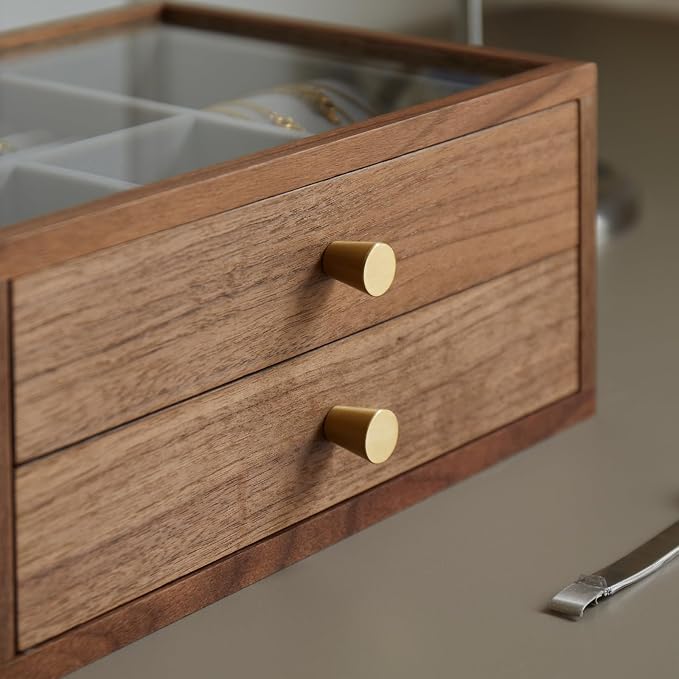 Black Walnut Jewelry Organizers and Storage,2 Layer Wooden Jewelry Boxes for Women,for Necklaces Ring Earring (2 Layer) - Image 5