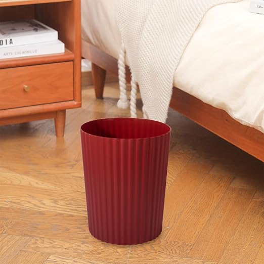JiatuA Small Trash Can Plastic Wastebasket Round Garbage Container Bin for Bathroom, Kitchen, Bedroom, Home Office, College Dorm, Dark Red - Image 5