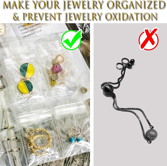Earring Organizer Case Travel Jewelry Organizer Transparent Jewelry Storage Book for Necklace Bracelet Ring Holder with Small Clear Zippered Pouch - Image 3