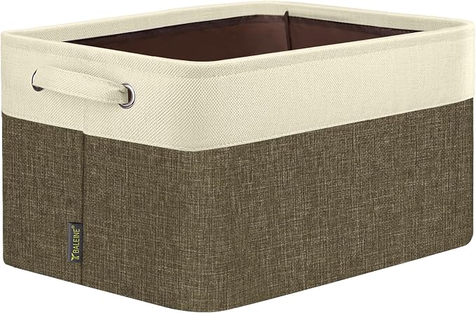 BALEINE 1 Pack Fabric Closet Storage Bins for Shelves, Linen Closet Organizers and Storage, Decorative Baskets for Organizing, Shelf, Clothes, Home, Office (Brown, 14''x10''x8.5'') by BALEINE