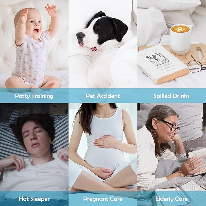 Cozymaker Queen Size 100% Waterproof Mattress Protector, Cooling Mattress Pad Cover Fitted 8"-21" Deep Pocket, 3D Air Fabric Soft Breathable Smooth Bed Cover Noiseless Washable